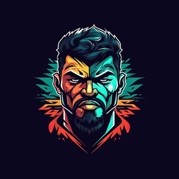 A logo of a boxing fighter designed in esports illustration style