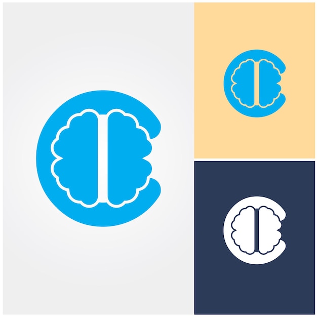 A logo for a brain and a logo for a company called c.