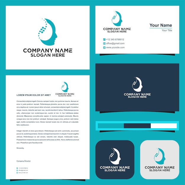 logo brain theraphy logo and business card