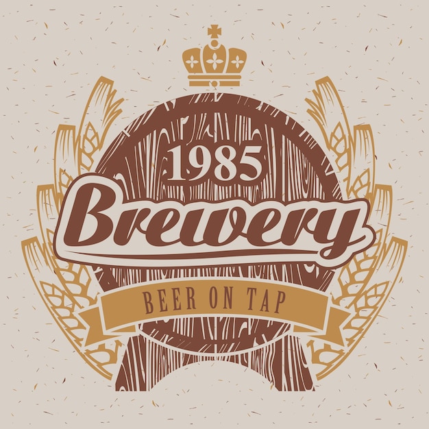 logo for brewery with barrel and wheat ears