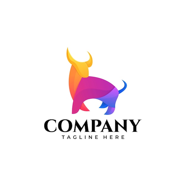 Logo bull mascot gradient colorfull