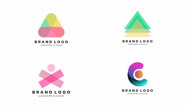 Logo bundle gradient colorful design illustration