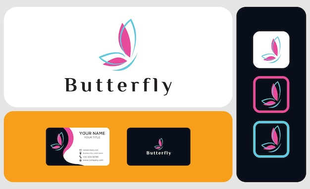 logo and business card package butterfly hand drawn logo spa beauty logo design concept template