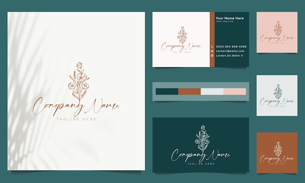 A logo and business cards for company name