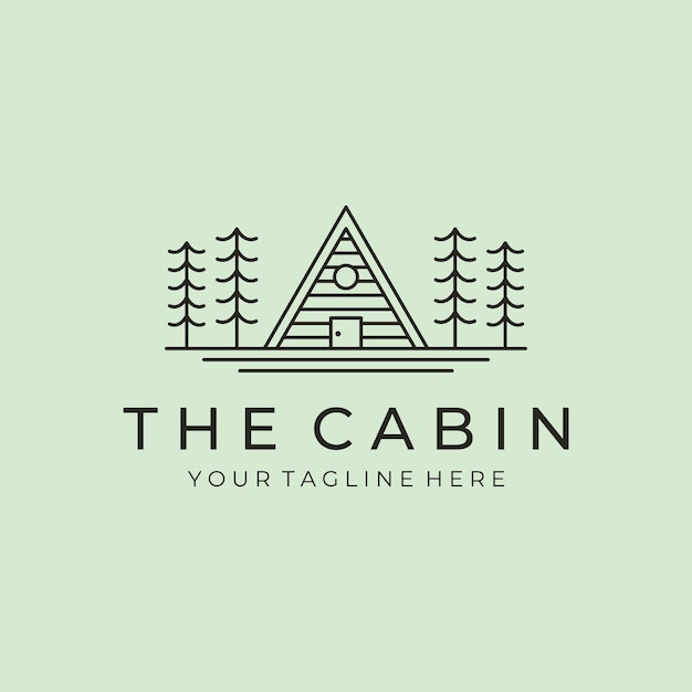 Logo the cabin or cottage line art minimalist simple vector logo illustration design