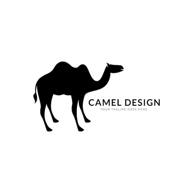 Logo caravan outline Camels in desert sand under hot sun in circle wavy white background.