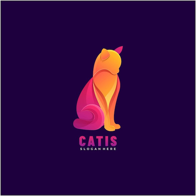  Logo  Cat Is Gradient Colorful Style.