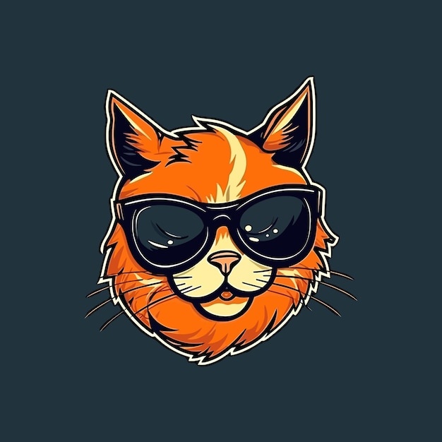 A logo of a cat with glasses designed in esports illustration style