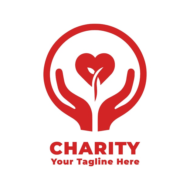 Vector logo charity simple design with red concept