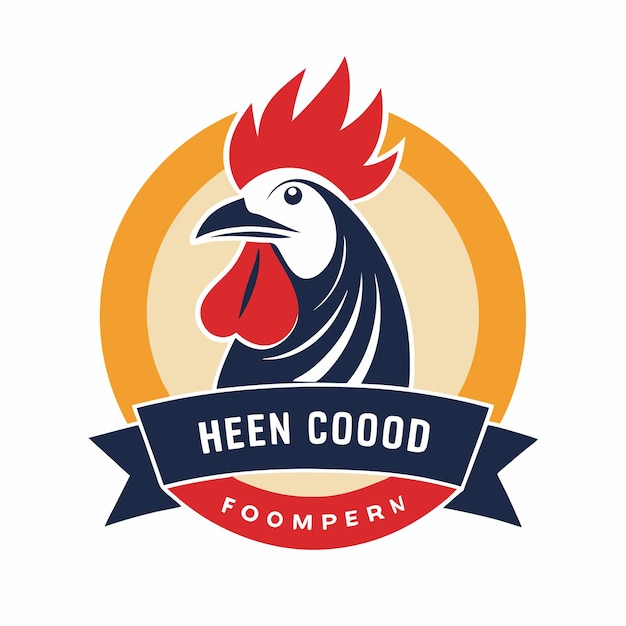 Vector a logo for a chicken food company with a red rooster on it