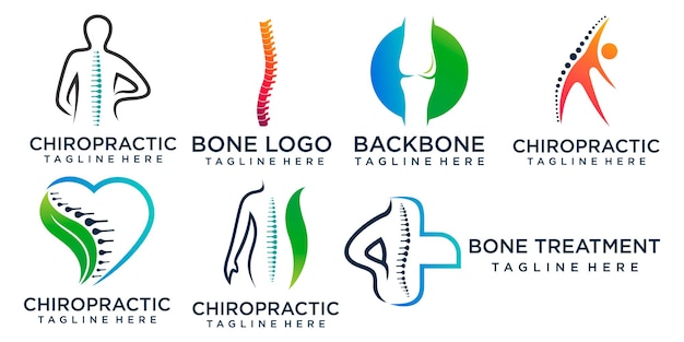 Logo Chiropractic massage back pain and osteopathy icon set logo design template