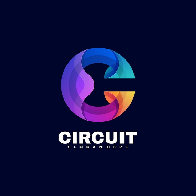 Logo Circuit Gradient Colorful Style.