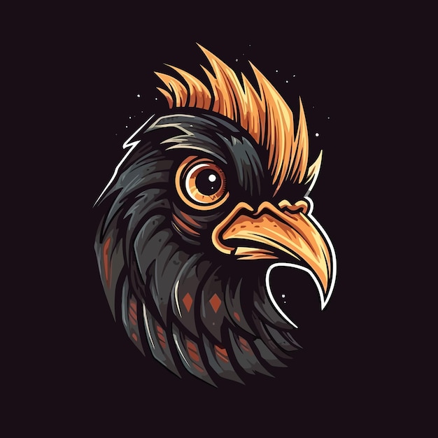 A logo of a cockerel's head designed in esports illustration style mascot design