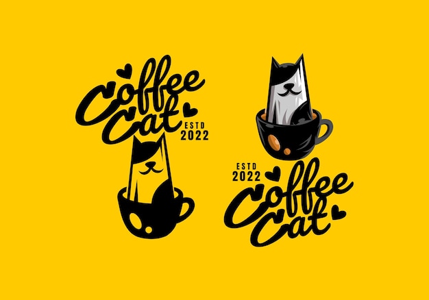 Logo Coffee Cat Vector Illustration Template with Simple Elegant Design Good for Any Industry