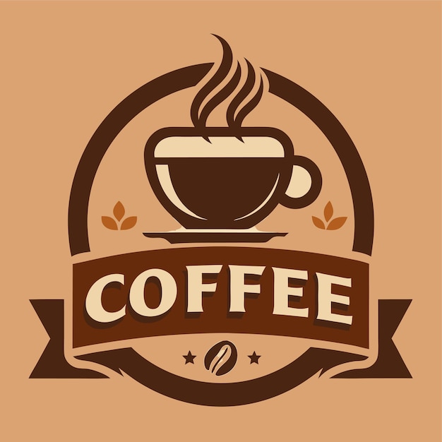 a logo for coffee with a coffee cup on it