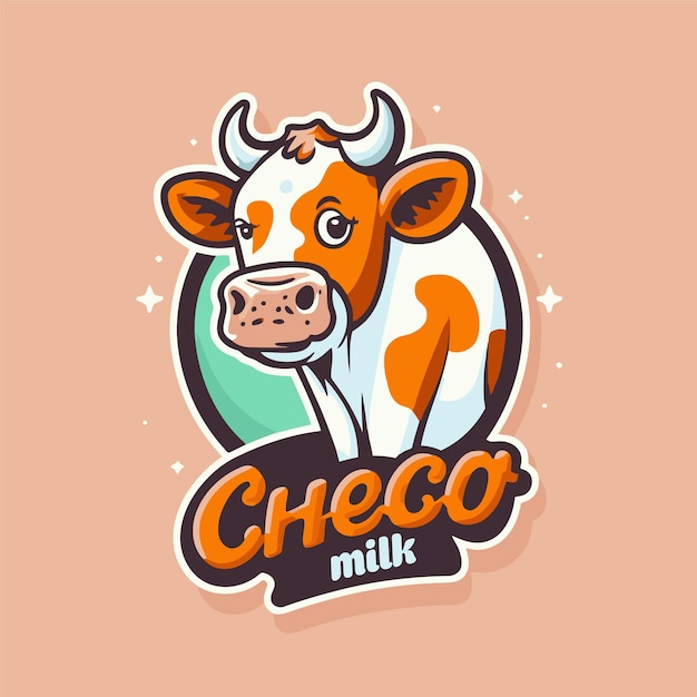 Logo collection of cute cow face cow milk cartoon mascot logo illustration