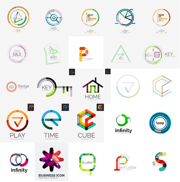 Logo collection geometric business icon set