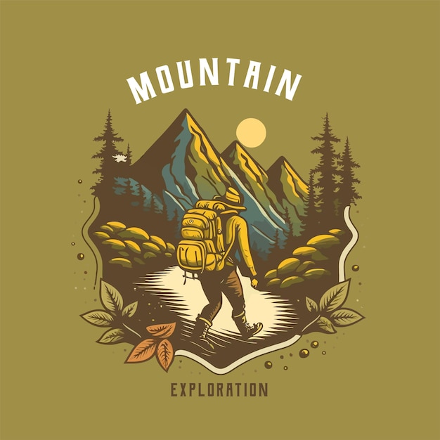 Logo Collection of vintage mountain explorer hiking trekking adventure