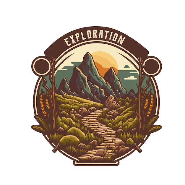 Logo Collection of vintage mountain explorer hiking trekking adventure