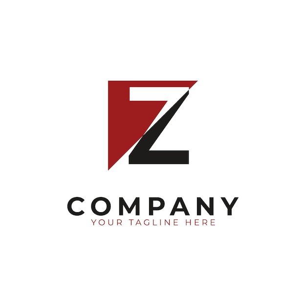 Logo Combines Triangle and Letter Z Black and Red Geometric House Symbol Linked with Cutout Style