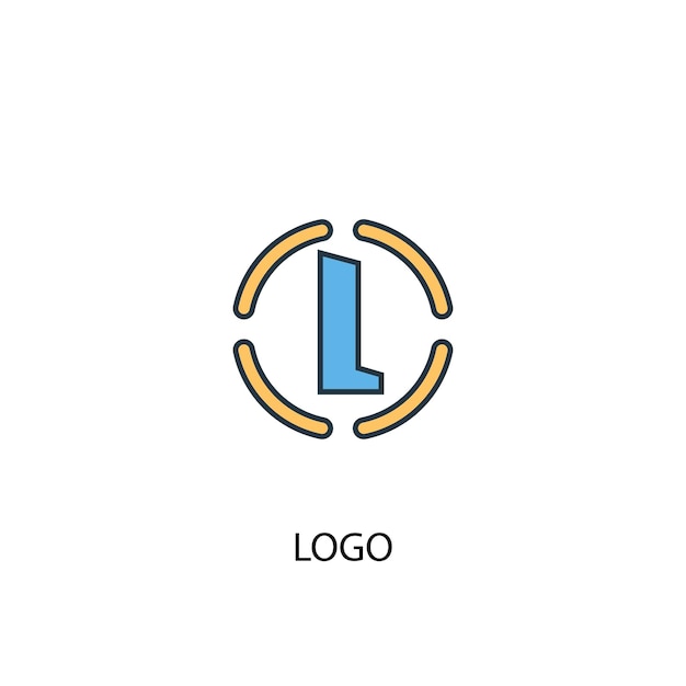 Logo concept 2 colored line icon. Simple yellow and blue element illustration. logo concept outline symbol design