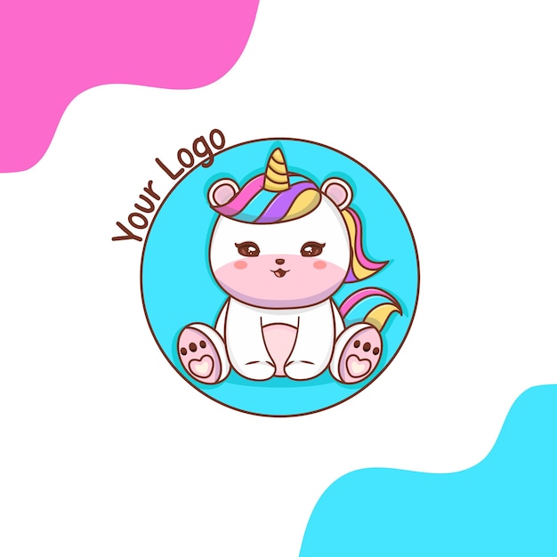 Logo cute unicorn Vector