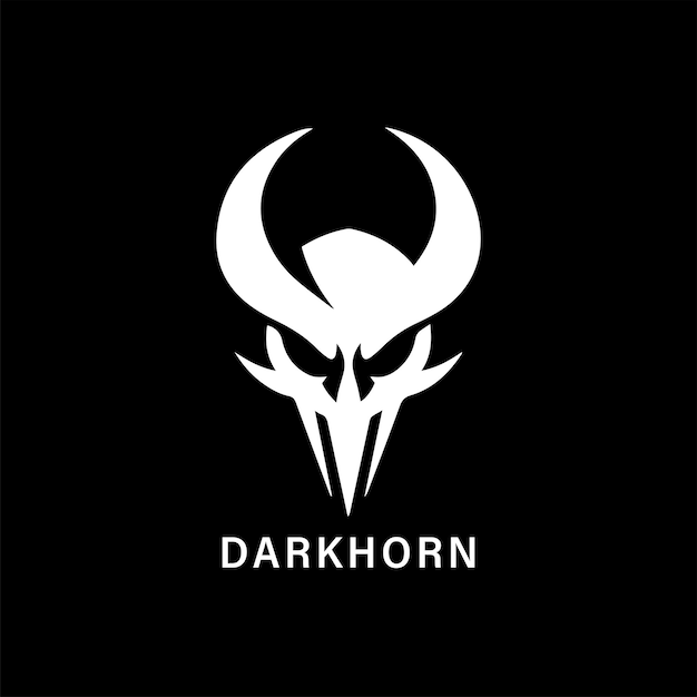 the logo for darkhorn in the style of simplistic vector art skull motifs