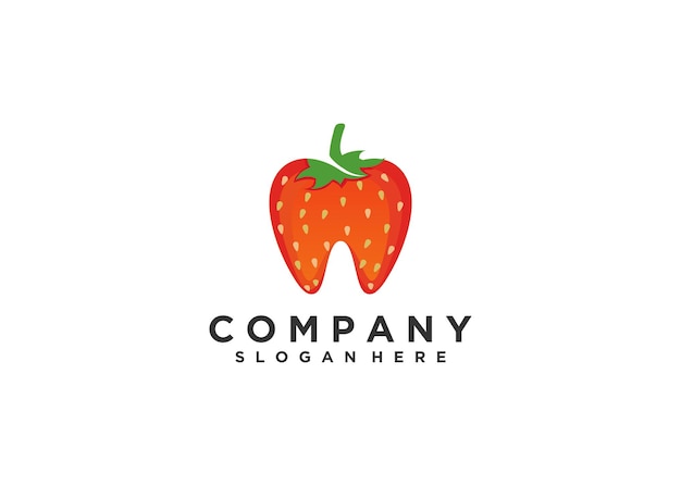 Logo dental, dental strawberry logo dental company name logo illustration