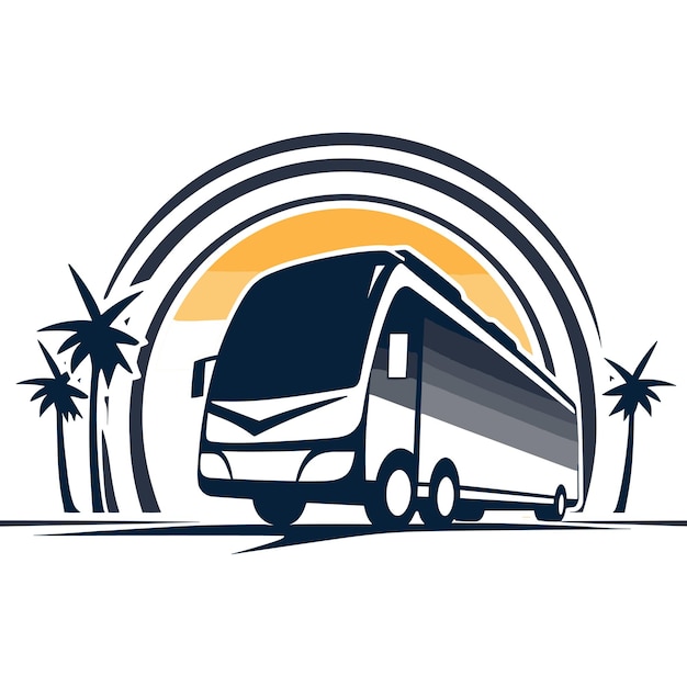 a logo design of a bus as seen from an angle black and white vector