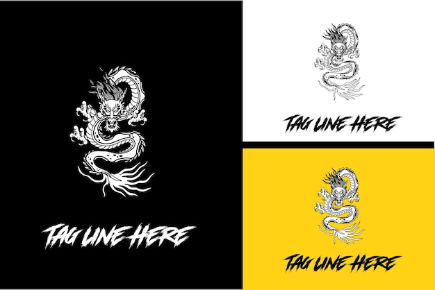 Logo design of dragon vector black and white