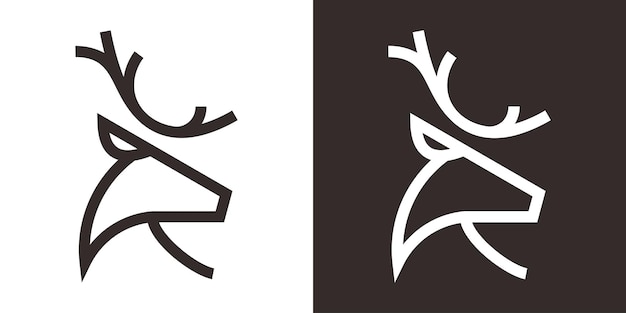 Logo design head deer icon line vector illustration