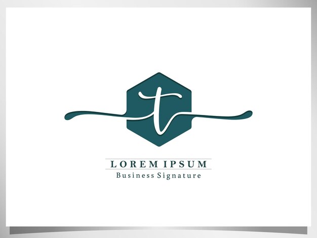 Logo design icon for business signature initial letter T isolated square in white background