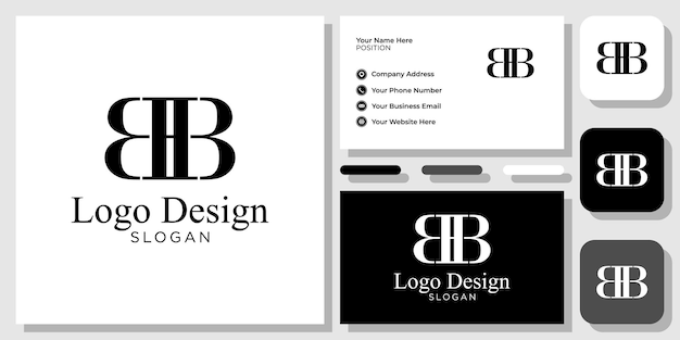 logo design initials letters combination vintage with business card template