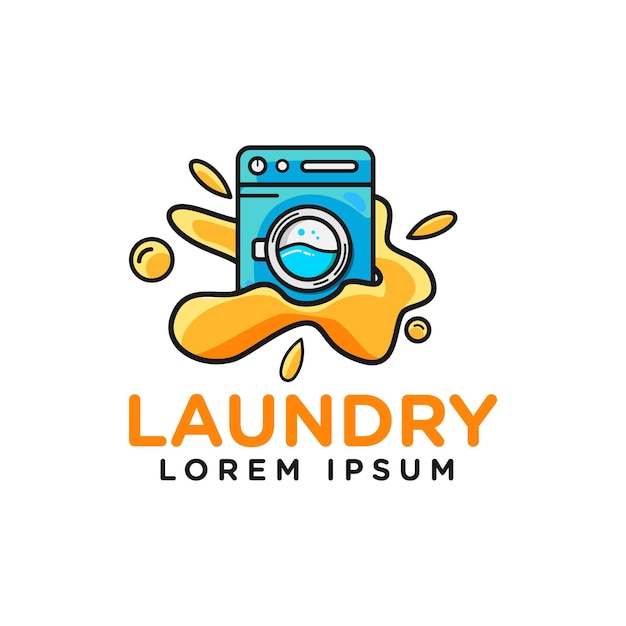 Logo design laundry washing machine with liquid detergent clean for business clothes wash modern