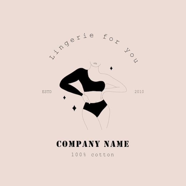 Logo design for lingerie shop Contemporary minimalist woman figure in linear style