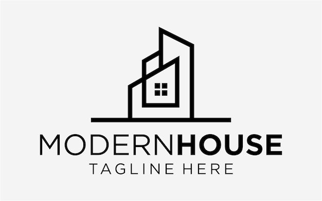 Logo design modern house line abstract