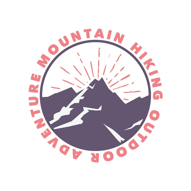 Logo design mountain hiking outdoor adventure with mountain flat illustration