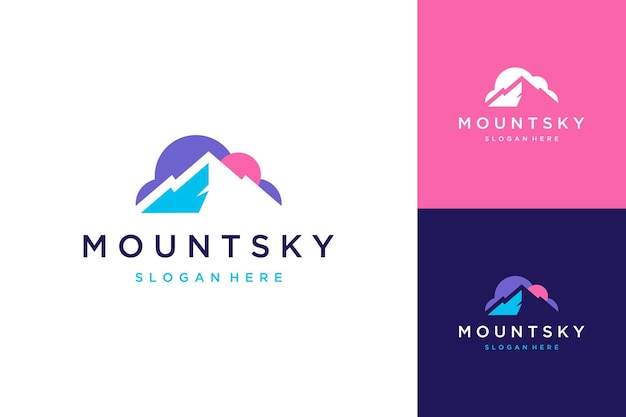 logo design negative space mountains or mountains with clouds