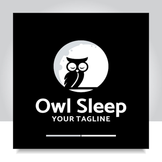 logo design owl sleep owl moon wisdom smart symbol for education school