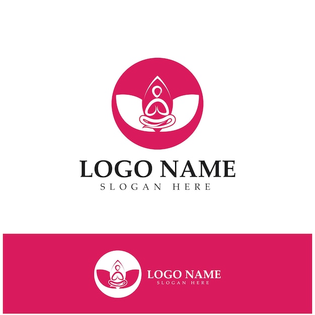 Logo design of people doing yoga symbol icon illustration vector