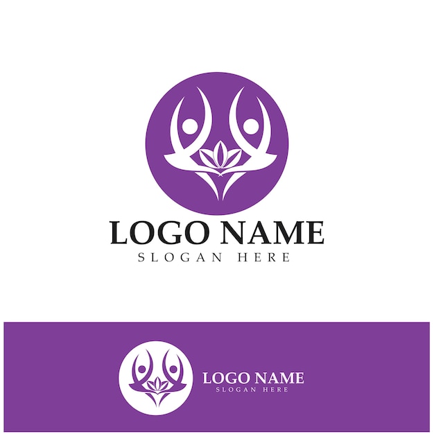 Logo design of people doing yoga symbol icon illustration vector