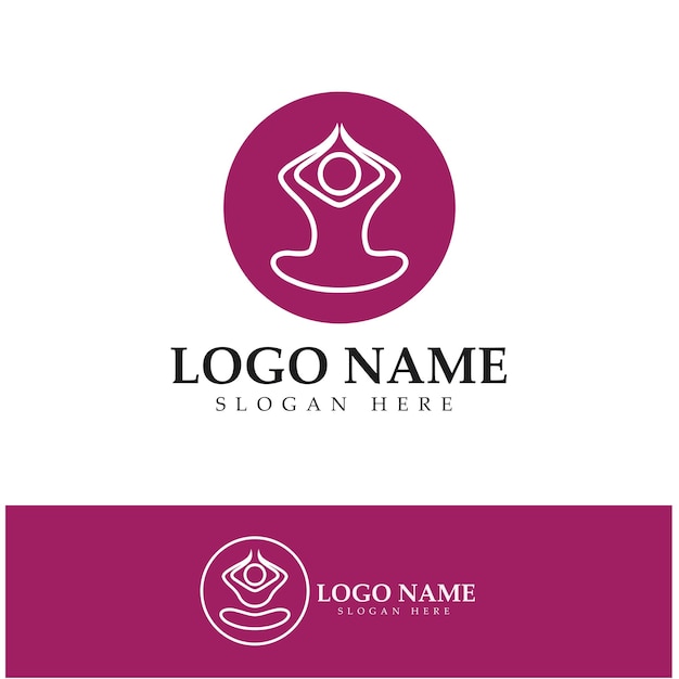 Logo design of people doing yoga symbol icon illustration vector