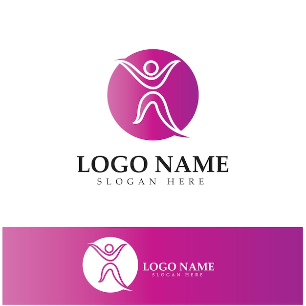 Logo design of people doing yoga symbol icon illustration vector