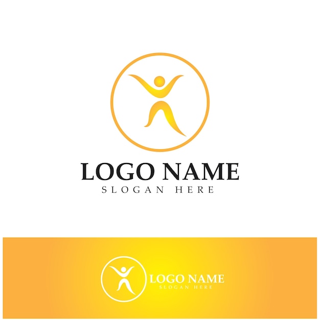 Logo design of people doing yoga symbol icon illustration vector