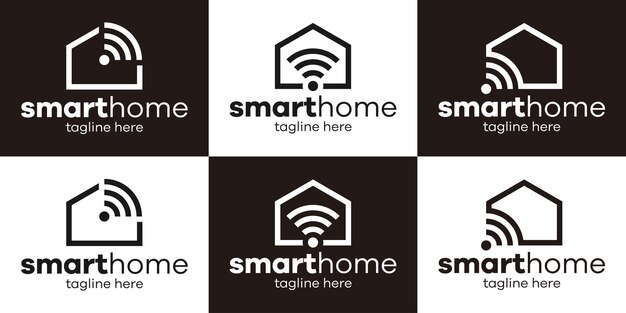 Logo design set home and wireless icon vector illustration