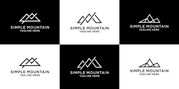 Logo design simple mountain set template