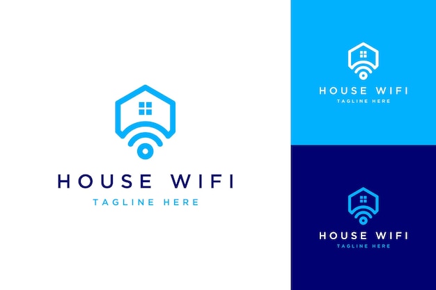 Logo design technology or home with wifi