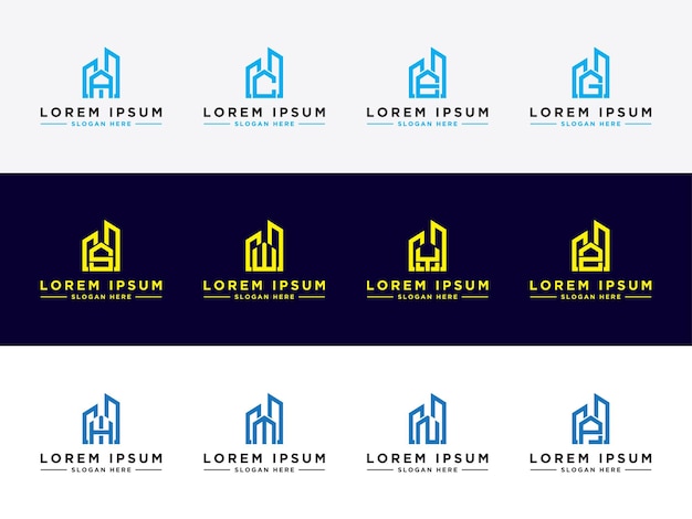 logo design template for company from initial letter set of building style az logo icons