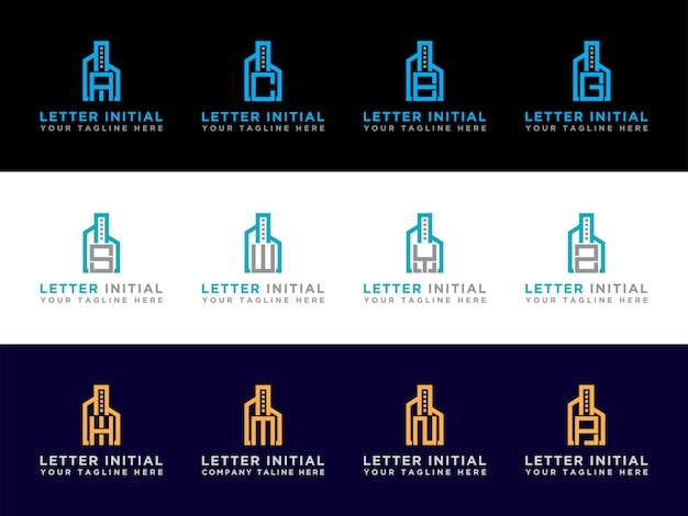 logo design template for company from initial letter set of building style az logo icons