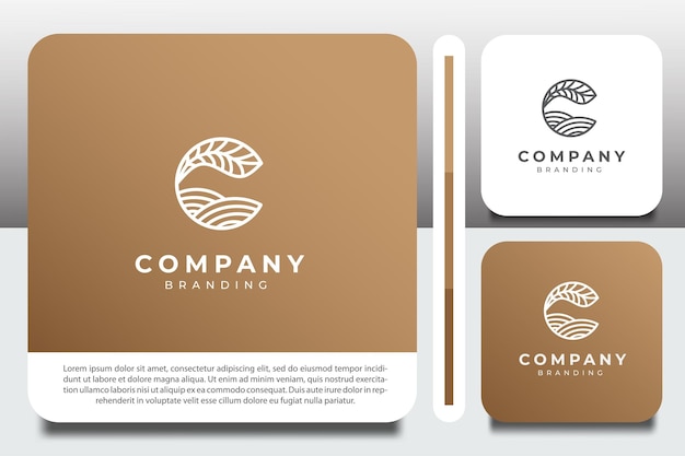 logo design template with circle leaf icon